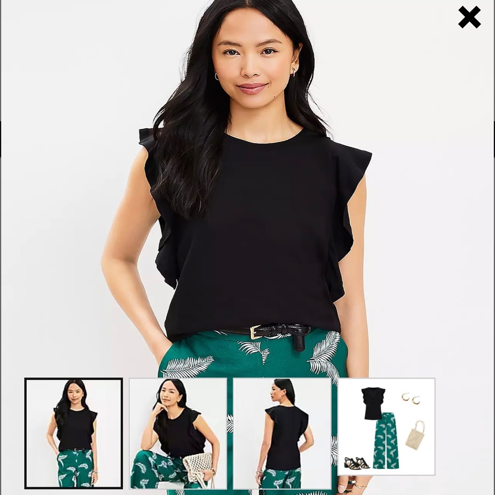 Loft Petite Ruffle Sleeve Top